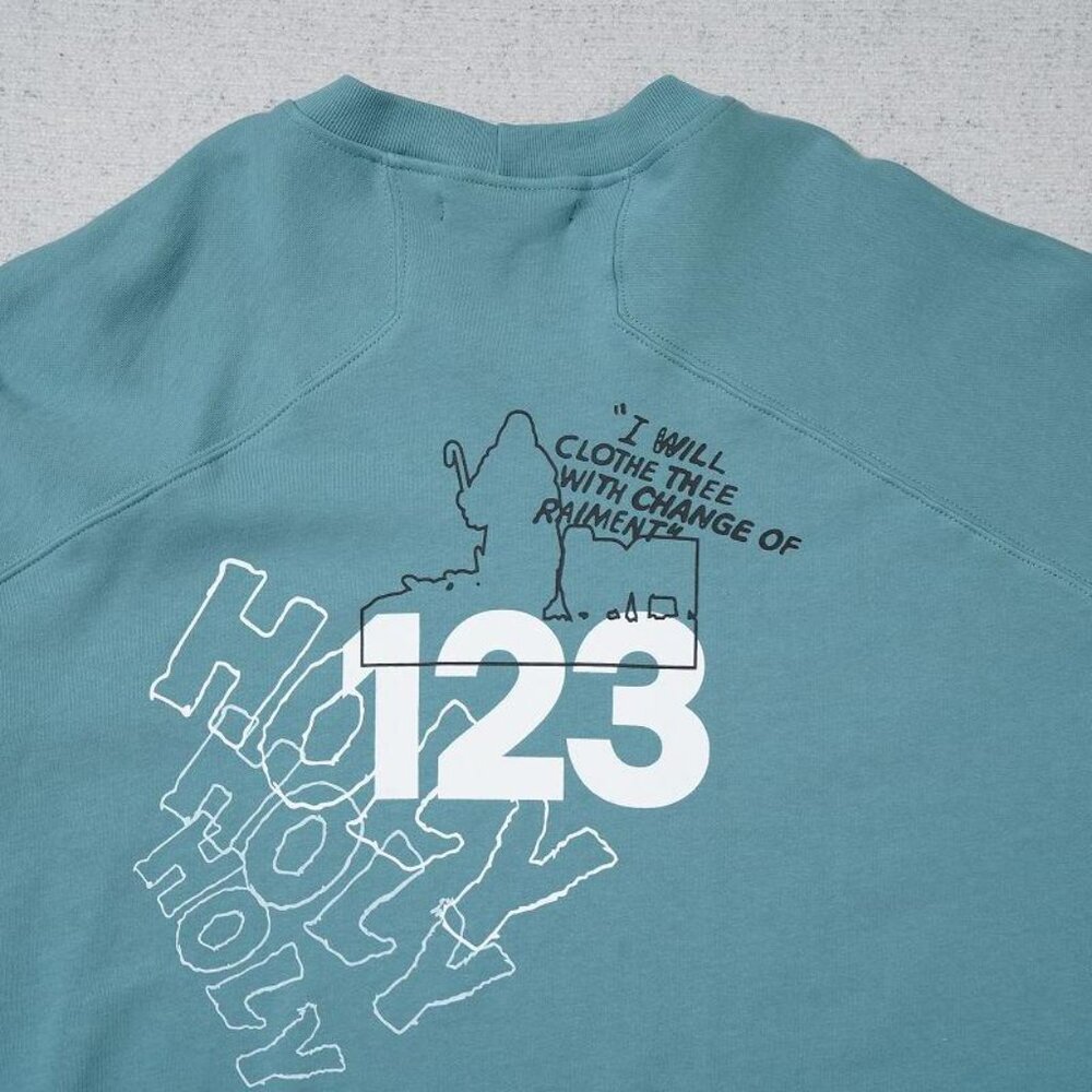 RIVINGTON ROI REBIS Lettering T Shirt Blue Long Sleeve - Picture 6 of 6